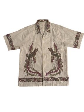 2000’s Point Zero Short-Sleeve Button-Up Shirt with Phoenix Motif